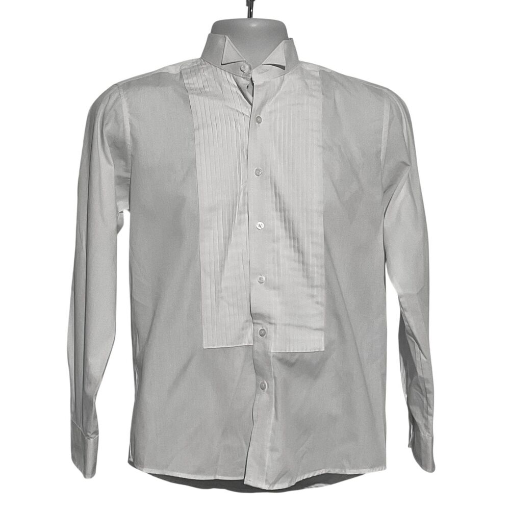 Neil Allyn Men's Tuxedo Shirt, White, Wing Collar, Pleated